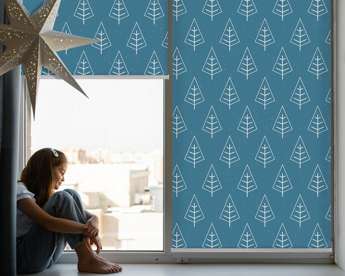 ROLLO LICHTDURCHLÄSSIG 130x140 cm Bäume im Regen - Weiß, Textil (130/140cm) - TULUP