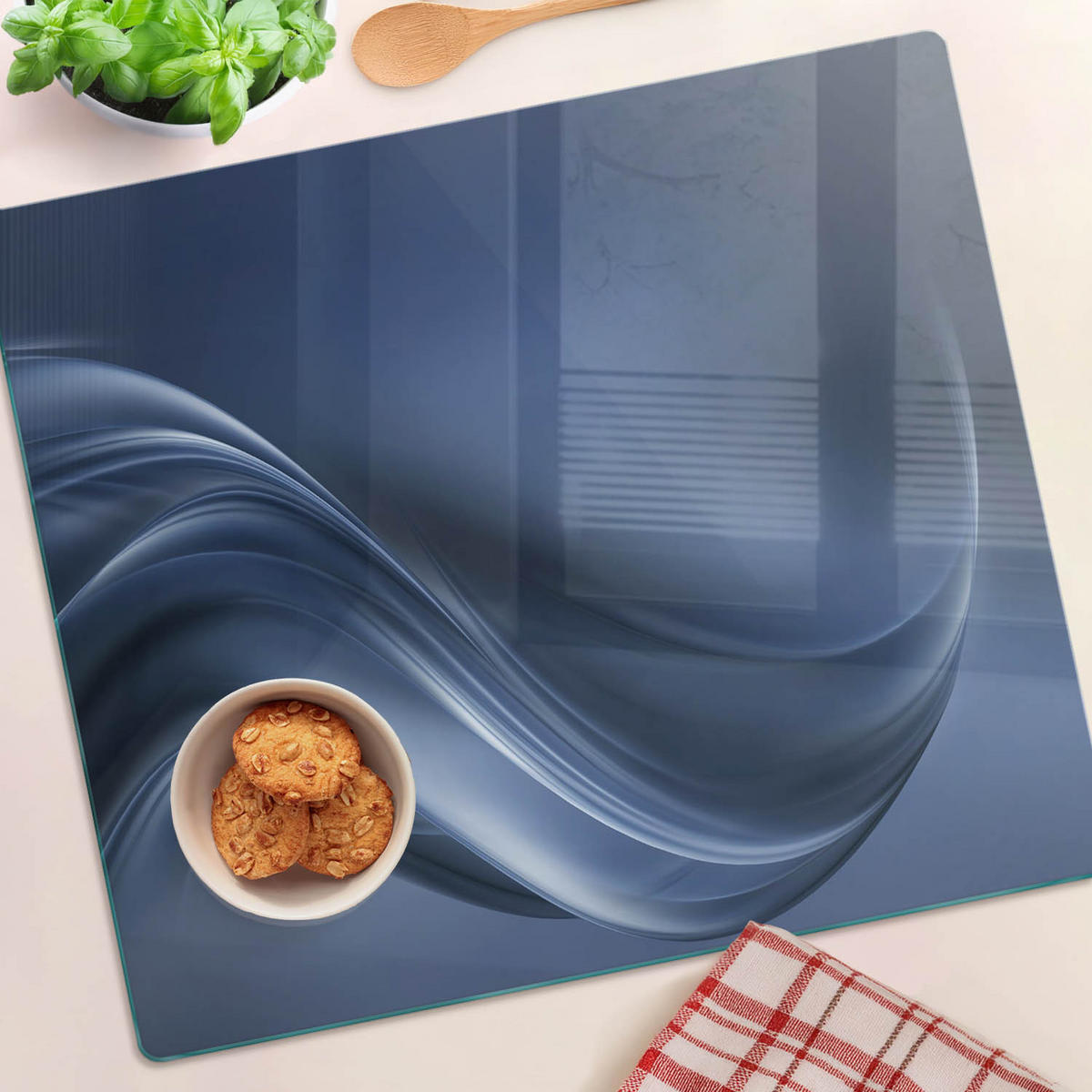 GLASPLATTE 60x52 cm Graue Welle - Grau, Glas (60/0.4/52cm) - TULUP