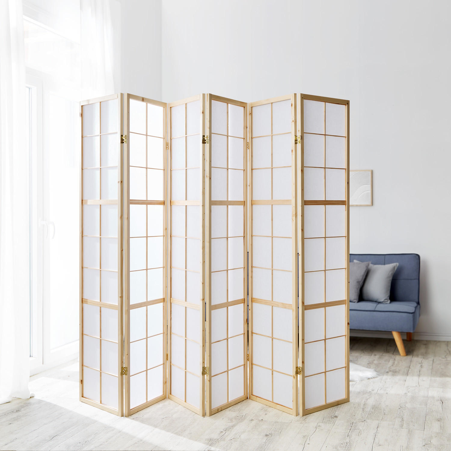 PARAVENT 6-tlg. 264/175 cm Braun Shoji - Braun, Holz (264/175/2cm) - Homestyle4u