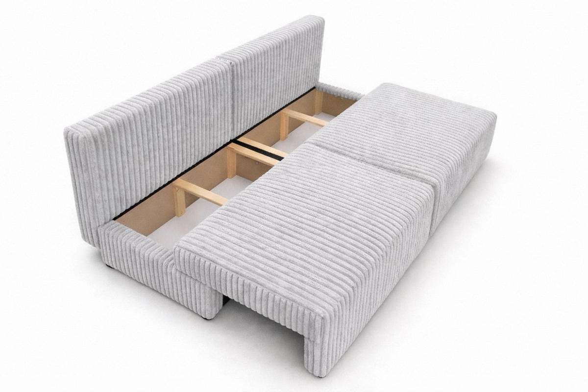 SOFA Mit Schlaffunktion Und Bettkasten, Cordstoff Tilia, Grau, BEST MINI - Grau, Holz (200/83/98cm) - Kaiser Möbel