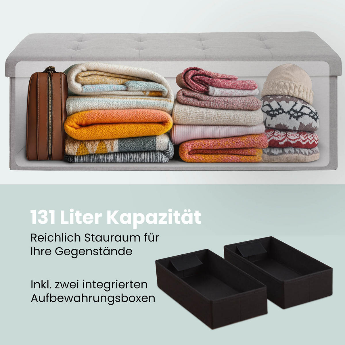 SITZBANK 110/38/38 cm + 2 extra Boxen, Hellgrau - Hellgrau, Kunststoff (38/38/110cm) - Blumtal