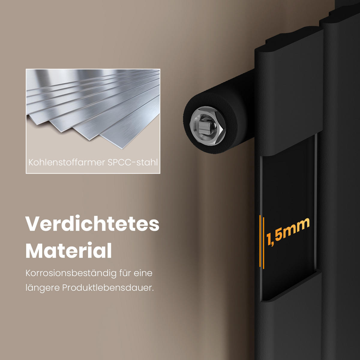 HEIZKÖRPER Flachheizkörper Schwarz 180/30/4,9 cm - Anthrazit, Metall (30/180/4.9cm) - EMKE