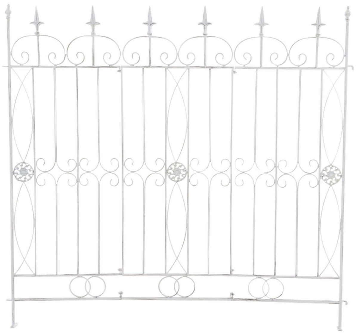 GARTENZAUN 4er Set Metall antik weiß - Weiß/Grau, Metall (124/116cm) - CLP