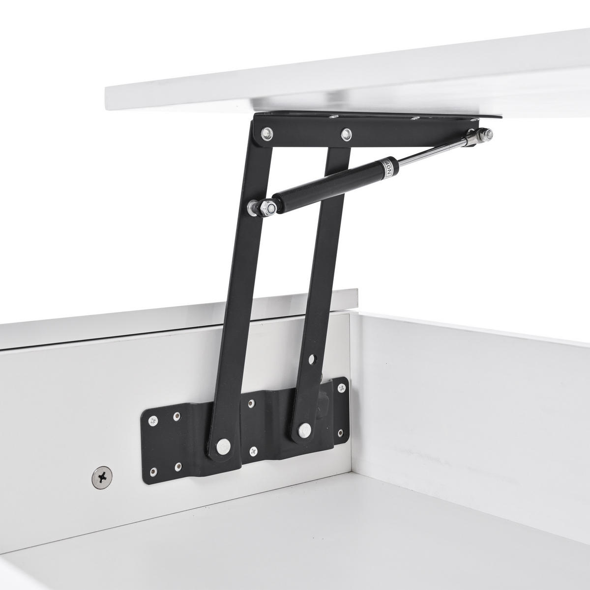 COUCHTISCH aus Spanplatte 98x45x40 cm in Weiß mit LED-Beleuchtung & Liftfunktion - Weiß, Holzwerkstoff (98/45/40cm) - Modfu