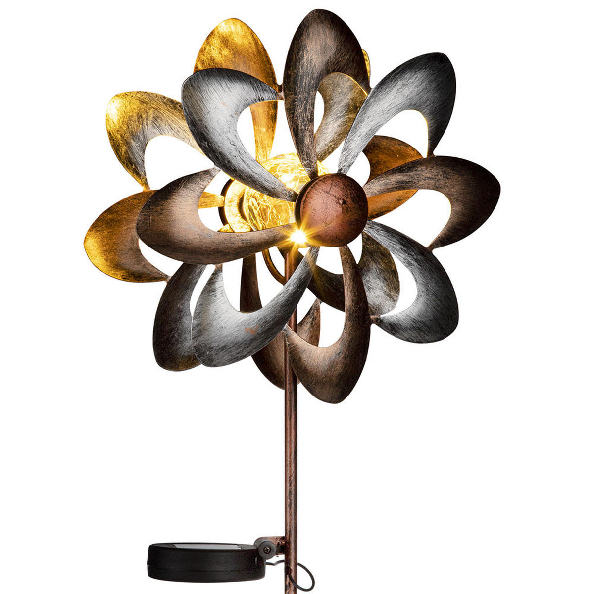 SOLARLEUCHTE Blumen-Design Braun, LED, 92 cm - Braun, Glas (23/12.5/92cm)