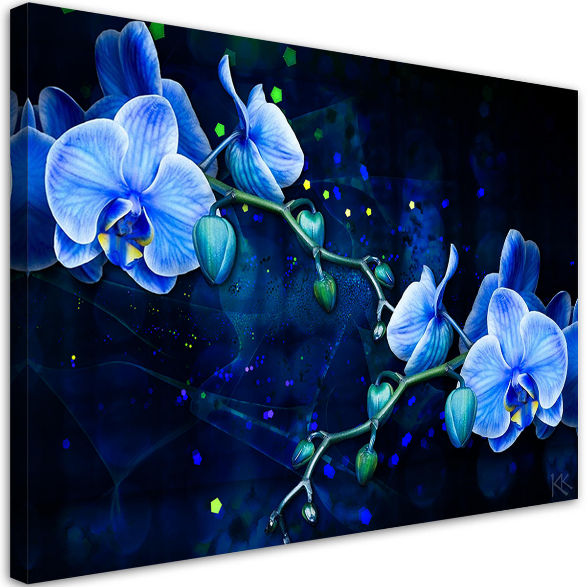 WANDBILD blaue orchideenblume - Blau, Textil (60/40cm) - Feeby