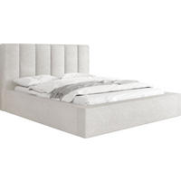 POLSTERBETT Amira mit Bettkasten, Creme Boucle 160x200 cm - Birkefarben/Schwarz, Holz/Holzwerkstoff (160/200cm) - WFL GROUP