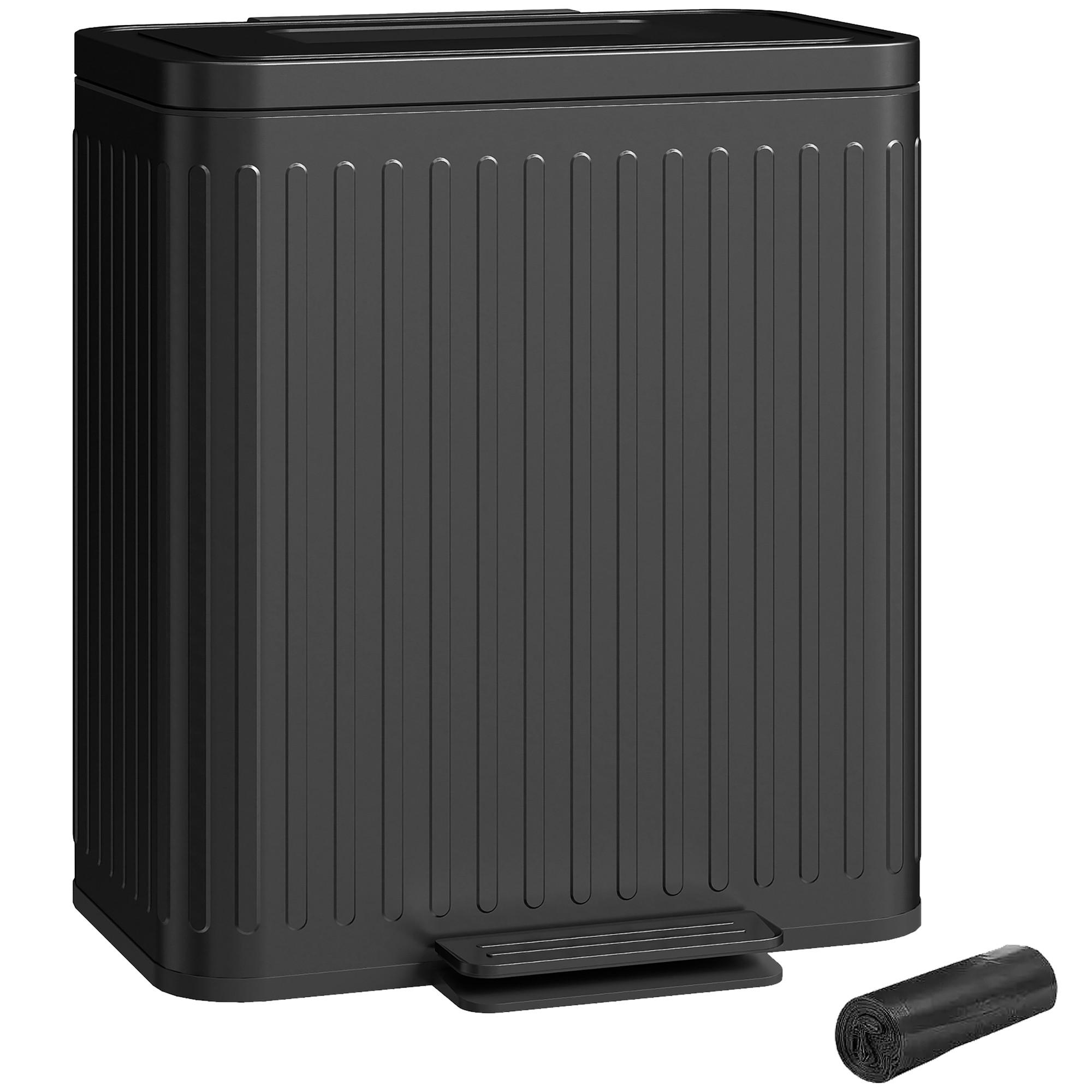 MÜLLEIMER DE-08924 2x20 L mit Fußpedal & Soft-Close Schwarz - Schwarz, Metall (36.5/51/45.5cm) - ComfortXL