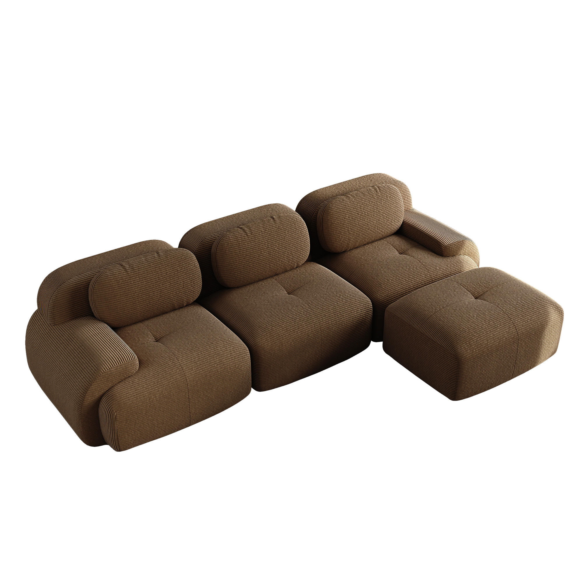 ECKSOFA DE-34025 modular 3-Sitzer Braun - Braun, Textil (178/298cm) - ComfortXL