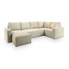 WOHNLANDSCHAFT NORENA R-S Creme Kordstoff mit Schlaffunktion - Creme, Holz (295/85/157.5cm) - MASSENO