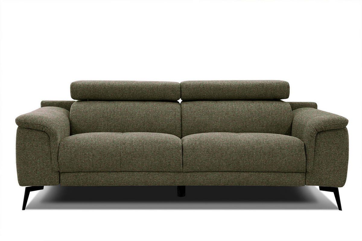 SOFA FIERO 3-Sitzer, olivgrün - Schwarz/Olivgrün, Holzwerkstoff/Textil (212/82/103cm) - Courtois Laville