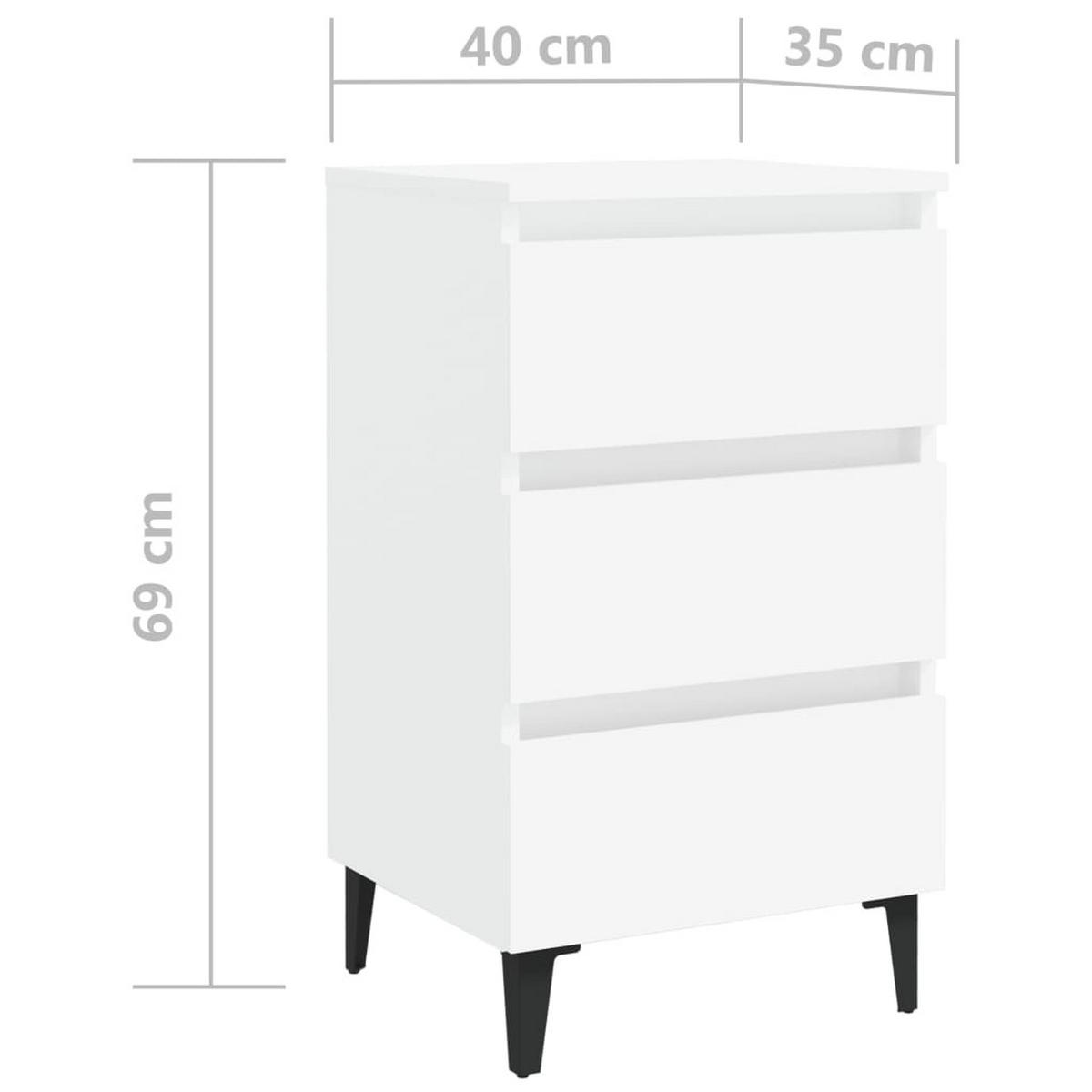NACHTTISCH mit Metallbeinen 40/35/69 cm aus Holzwerkstoff in Weiß - Schwarz/Weiß, Holz/Metall (40/69/35cm) - vidaXL