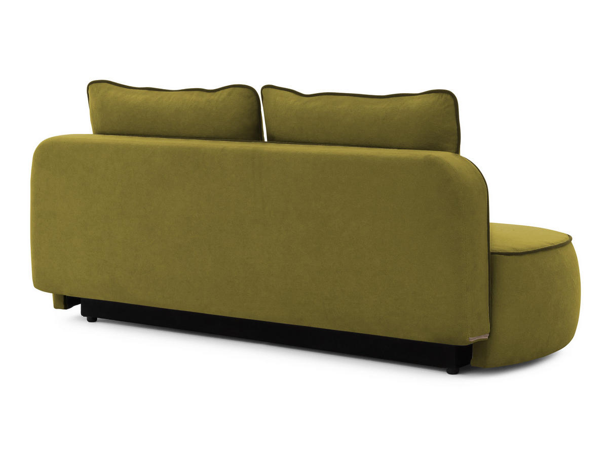 KINDERSOFA Vero im modernen und abgerundeten Design mit Schlaffunktion und Bettkasten aus Grün Plüschstoff mit dunkelgrüner Paspel - Schwarz/Grün, Holz/Kunststoff (210/90/98cm) - S-Style Möbel