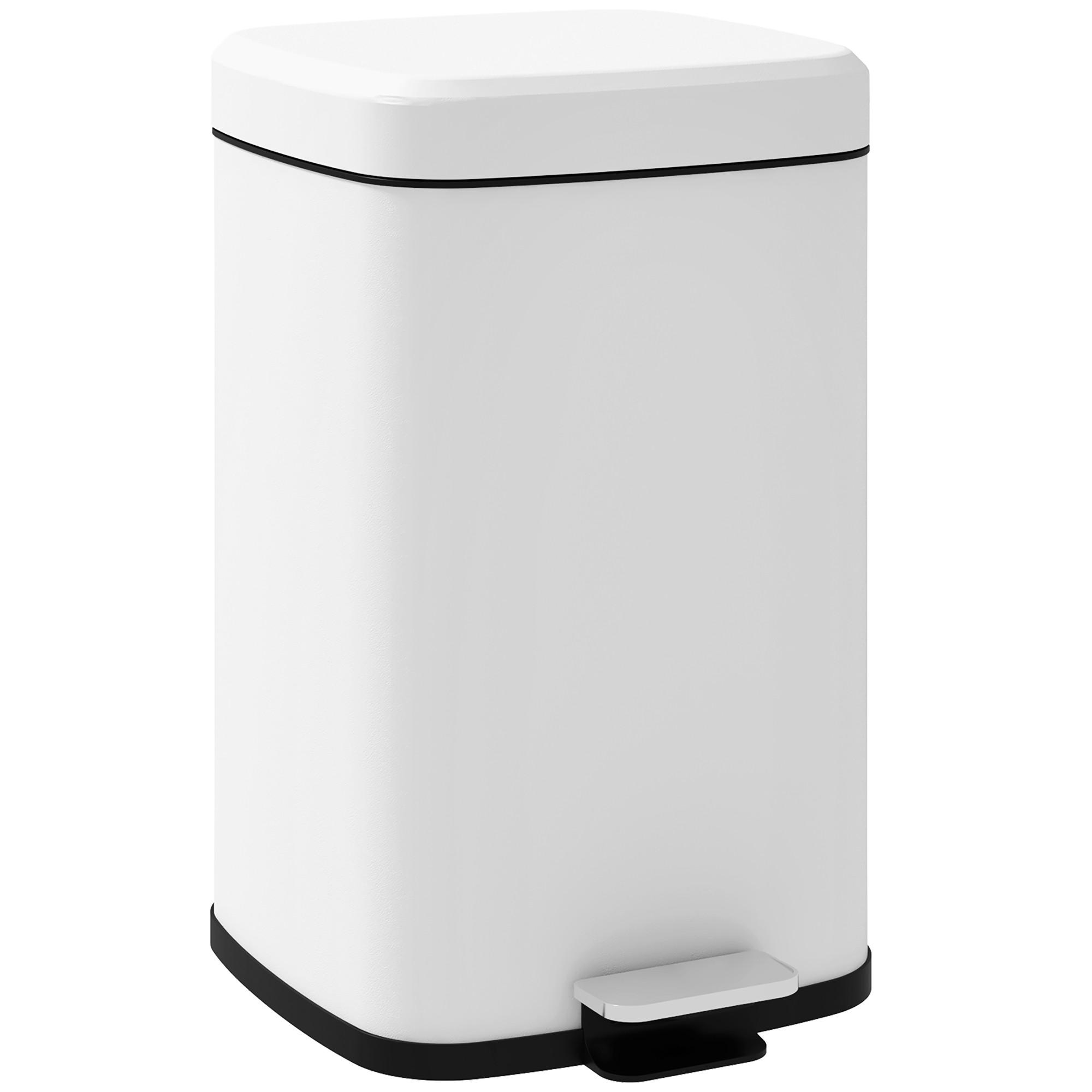 TRETEIMER Weiß Soft-Close Pedal 20L - Weiß, Metall (28/45/35cm) - PANGIVO