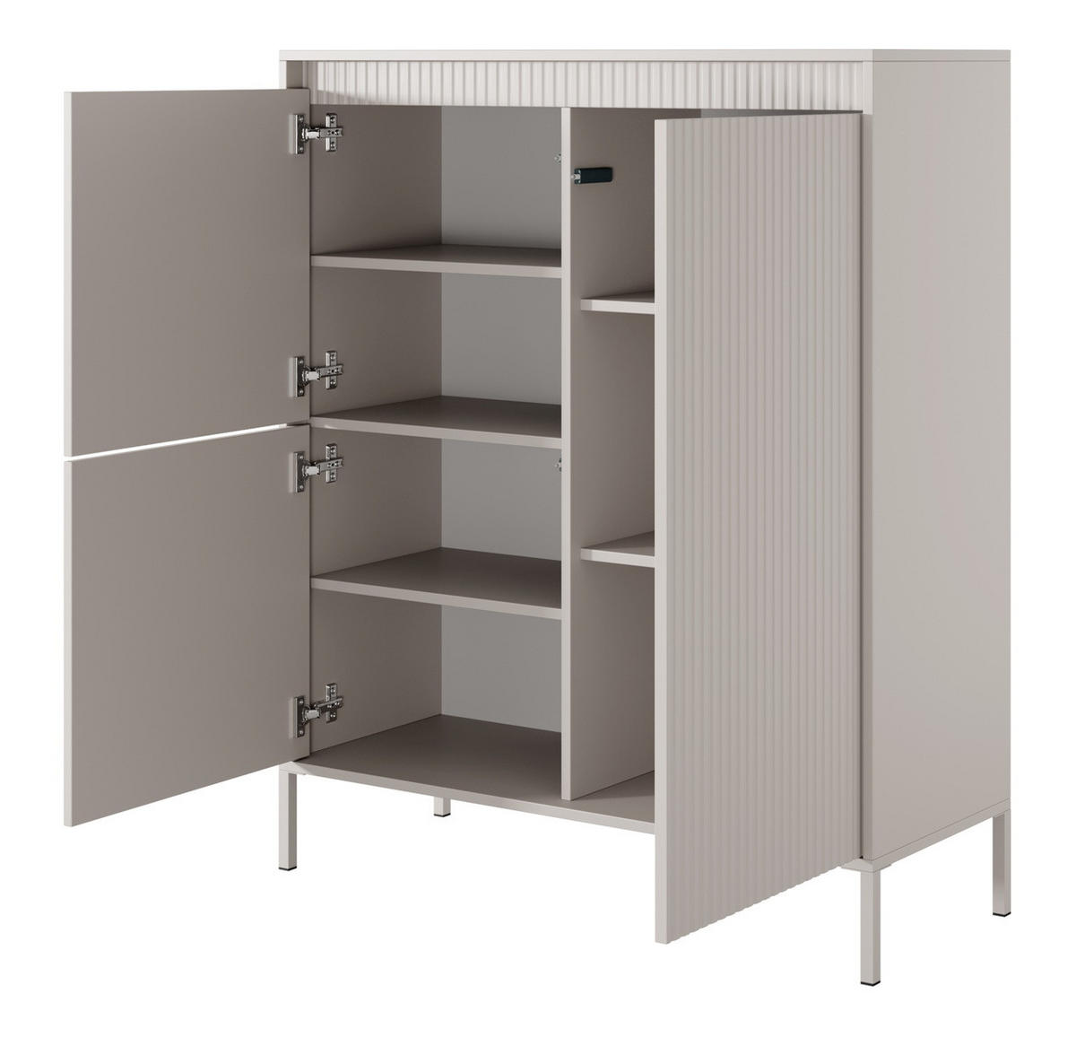 KOMMODE 104 cm Santori, Beine, 2 Türen, Beige - Beige, Holz/Metall (104/123/40cm) - Emporius