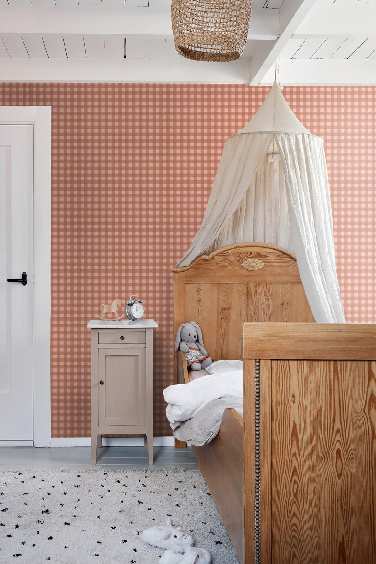 TAPETE Karomuster 50 x 900 cm - Terracotta, Papier (50/900cm) - ESTAhome