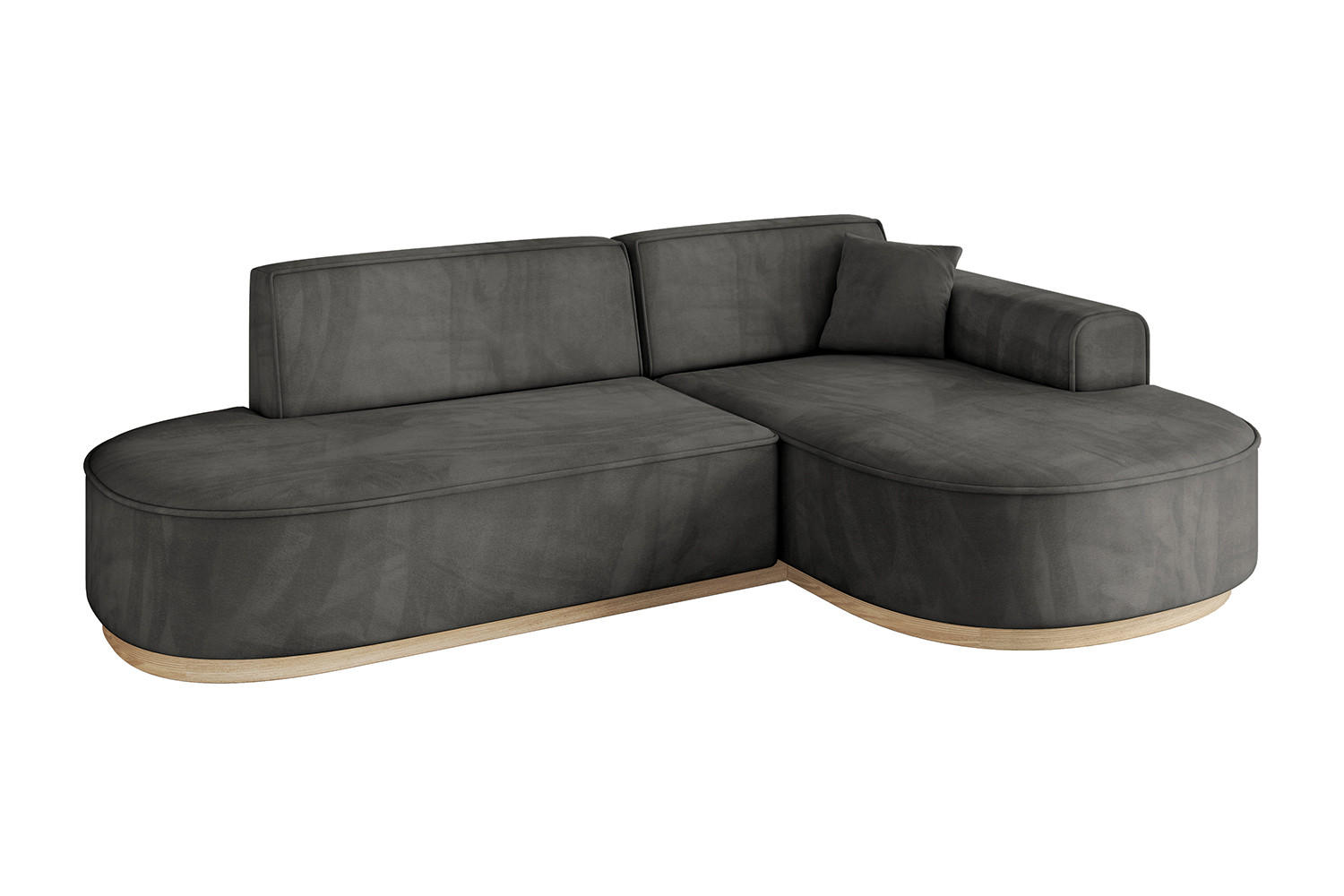 ECKSOFA Ottomane Rechts MARI-L1-v1 - 243x171x83 cm Dunkelgrau Velours - Dunkelgrau, Holzwerkstoff/Textil (171/243cm) - ALTDECOR