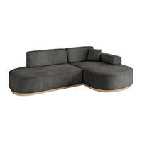 ECKSOFA Ottomane Rechts MARI-L1-v1 - 243x171x83 cm Dunkelgrau Velours - Dunkelgrau, Holzwerkstoff/Textil (171/243cm) - ALTDECOR