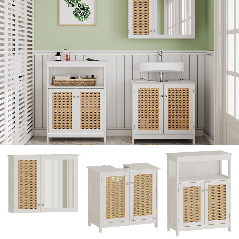 BADMÖBEL-SET Rosario Weiß 3-teilig - Weiß, Holzwerkstoff (60/58/35cm) - Vicco