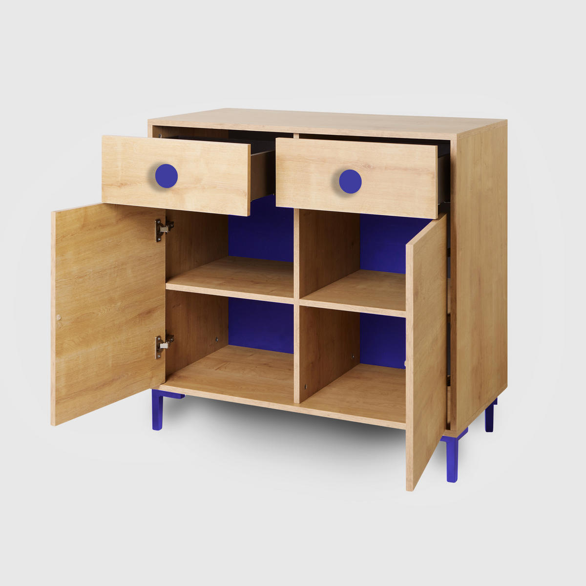 KOMMODE mit 2 Türen und 2 Schubladen ALISE Kids - Blau/Eiche Artisan, Holzwerkstoff (90/85/45cm) - RNT By Really Nice Things