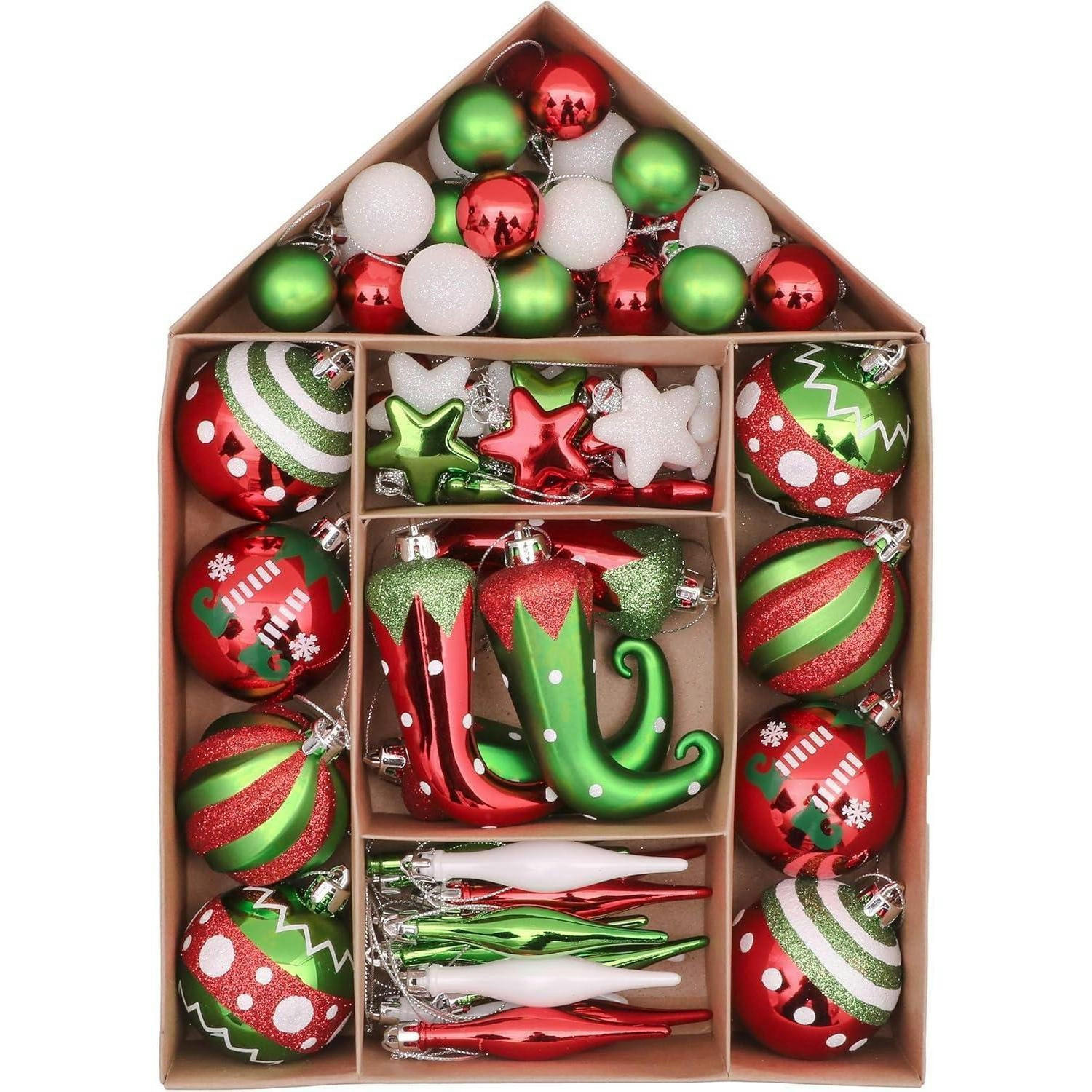 WEIHNACHTSKUGELN 70-teiliges Set Kunststoff Rot Grün Weiß - Multicolor, Kunststoff (10/10/10cm)