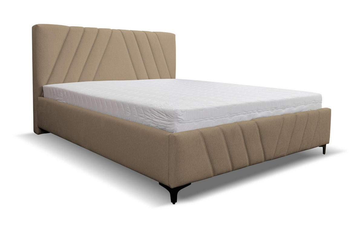 POLSTERBETT Capri mit Kopfteil, 140 x 200 cm, mit Bettkasten und Lattenrost aus Metall, Velourstoff, Frabe: Braun - Braun, Holz/Kunststoff (140/200cm) - VENASI MÖBEL