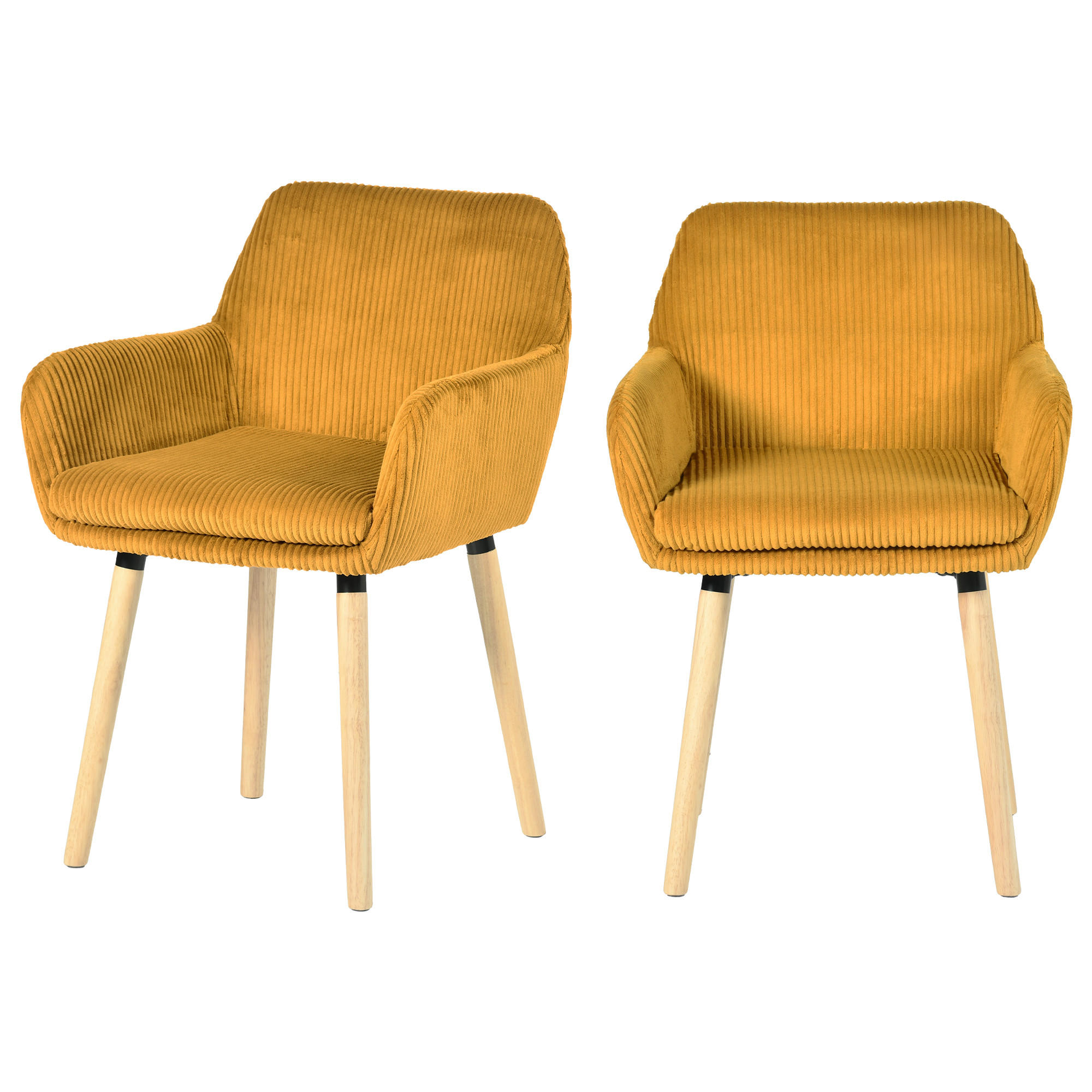 ESSZIMMERSTUHL 2er Set in Gelb mit Cord-Optik - Gelb, Textil (54/77/53cm) - Meubles Cosy