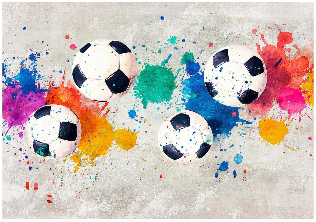 FOTOTAPETE Jungen Fußball Grau 368x254 cm - Multicolor, Textil (368/254cm) - Wallarena