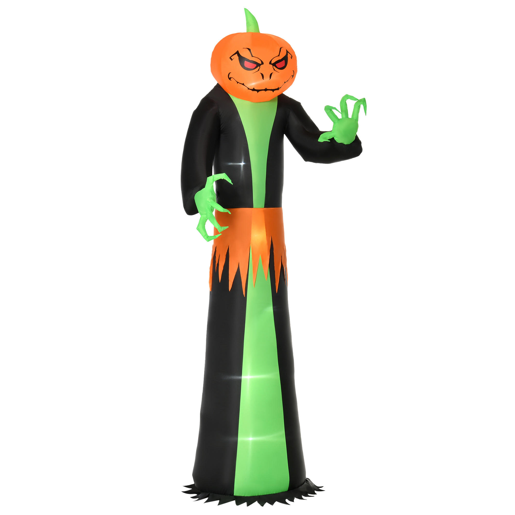 HALLOWEEN AUFBLASBARER KÜRBIS, Schwarz und grün, Polyester - Schwarz, Kunststoff (96/270/100cm) - HOMCOM