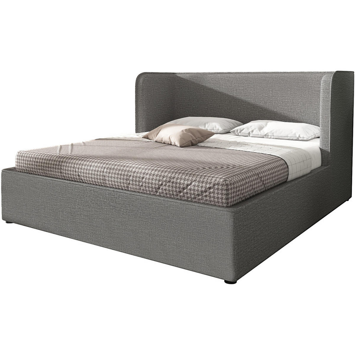 POLSTERBETT 160x200cm Doppelbett Hydraulik-Stauraum Leinen Bezug Grau - Grau, Holz - FLIEKS