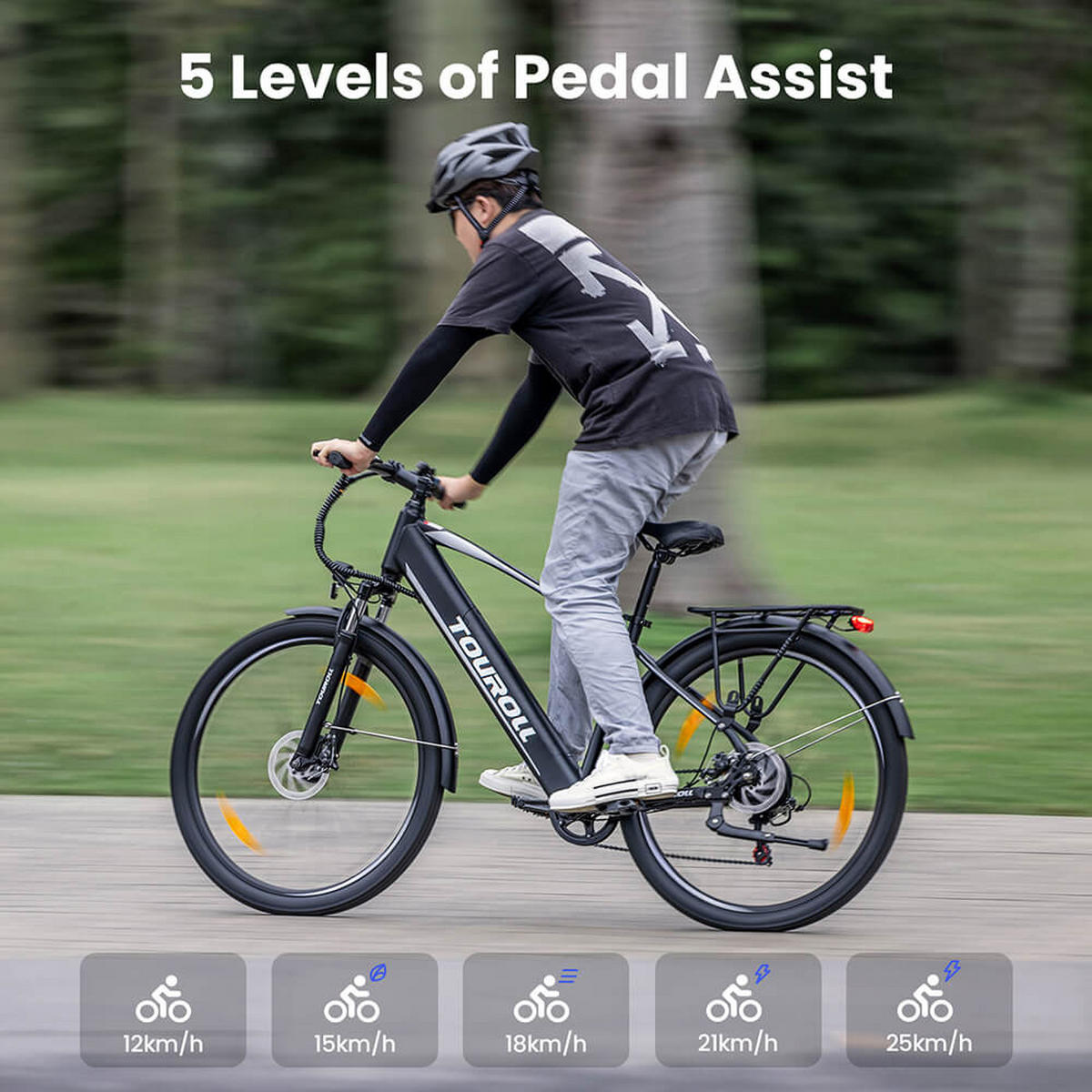 E-BIKE Touroll J1 – kraftvoller Motor, großer Akku, Komfort für Pendler Touren - Graphitfarben, Metall (78cm) - Touroll