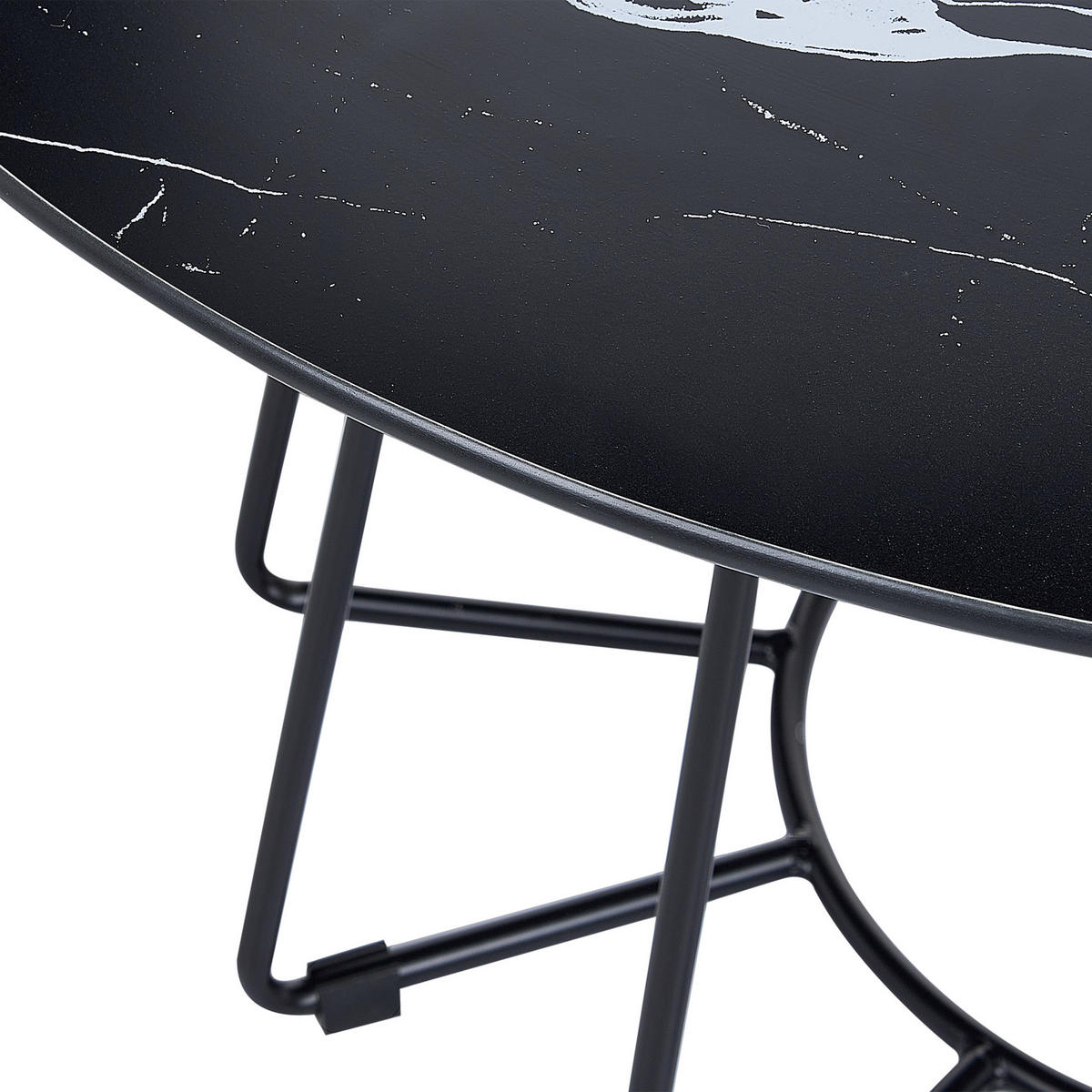 COUCHTISCH Marmor-Effekt schwarz 80cm Bernie - Schwarz/Weiß, Glas (80/16/40cm) - Beliani