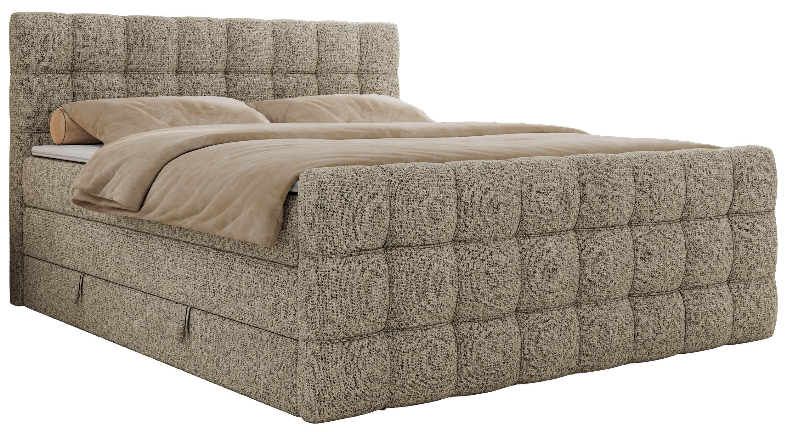 BOXSPRINGBETT ALTIVO KING DUO 160/200 - Dunkelbeige Strukture - H4 - Taupe, Textil (160/200cm) - MKS