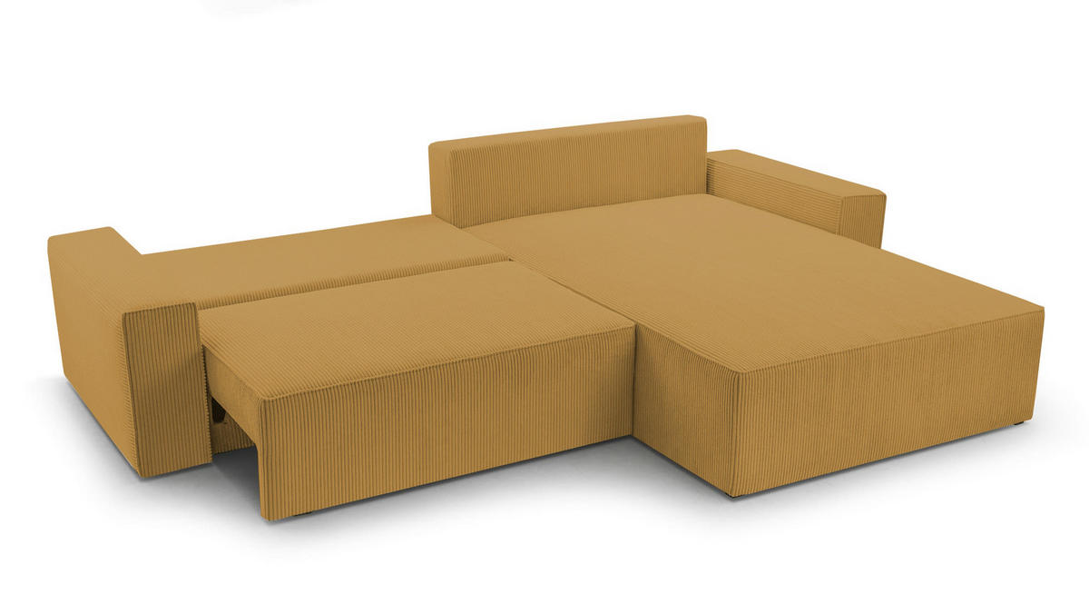 ECKSOFA - Denver L - Dunkelgelb - Dunkelgelb, Holz (290/200cm) - Möblo