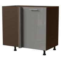 ECK-KÜCHENSCHRANK Essen D13U/90 Grau Hochglanz / Lava Matt 90 / 50 / 82cm - Dunkelgrau/Grau, Holz/Holzwerkstoff (90/82/50cm) - Feldmann-Wohnen