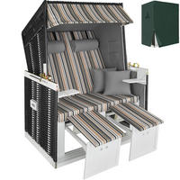 STRANDKORB Sylt,115 x 158 x 78 cm,schwarz/grau/braun - Schwarz/Braun, Holz (78/158/115cm) - tectake