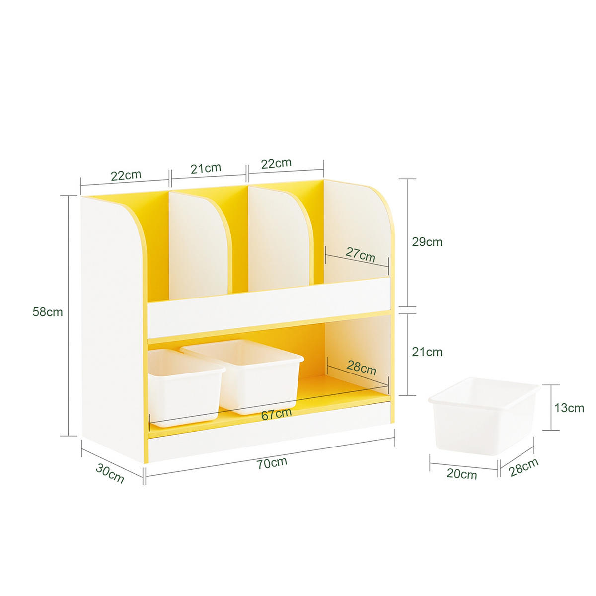 KINDERREGAL Weiß-Gold - Goldfarben/Weiß, Holzwerkstoff (70/58/30cm) - SoBuy
