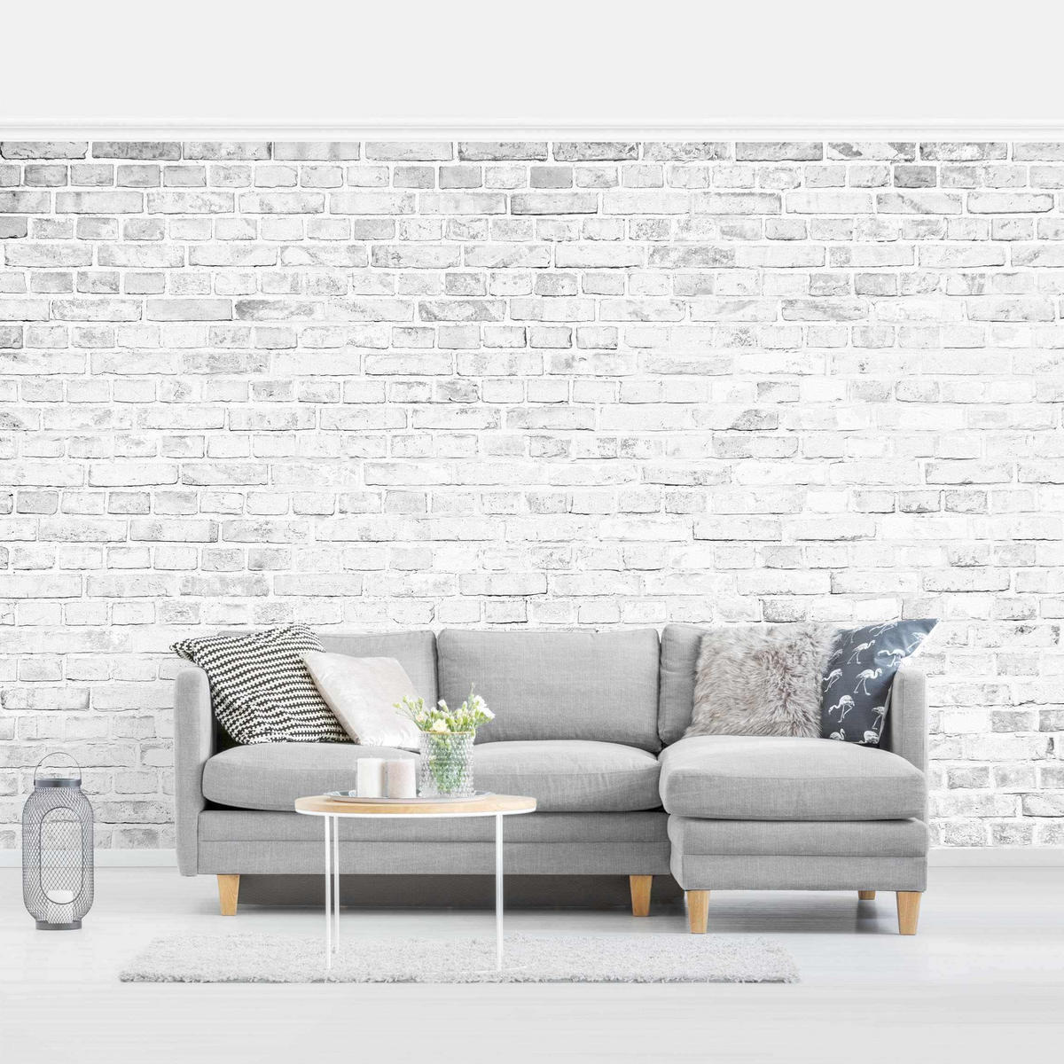 FOTOTAPETE Weiße Backstein Mauer 288/190 cm - Weiß, Papier (288/190cm) - Bilderwelten
