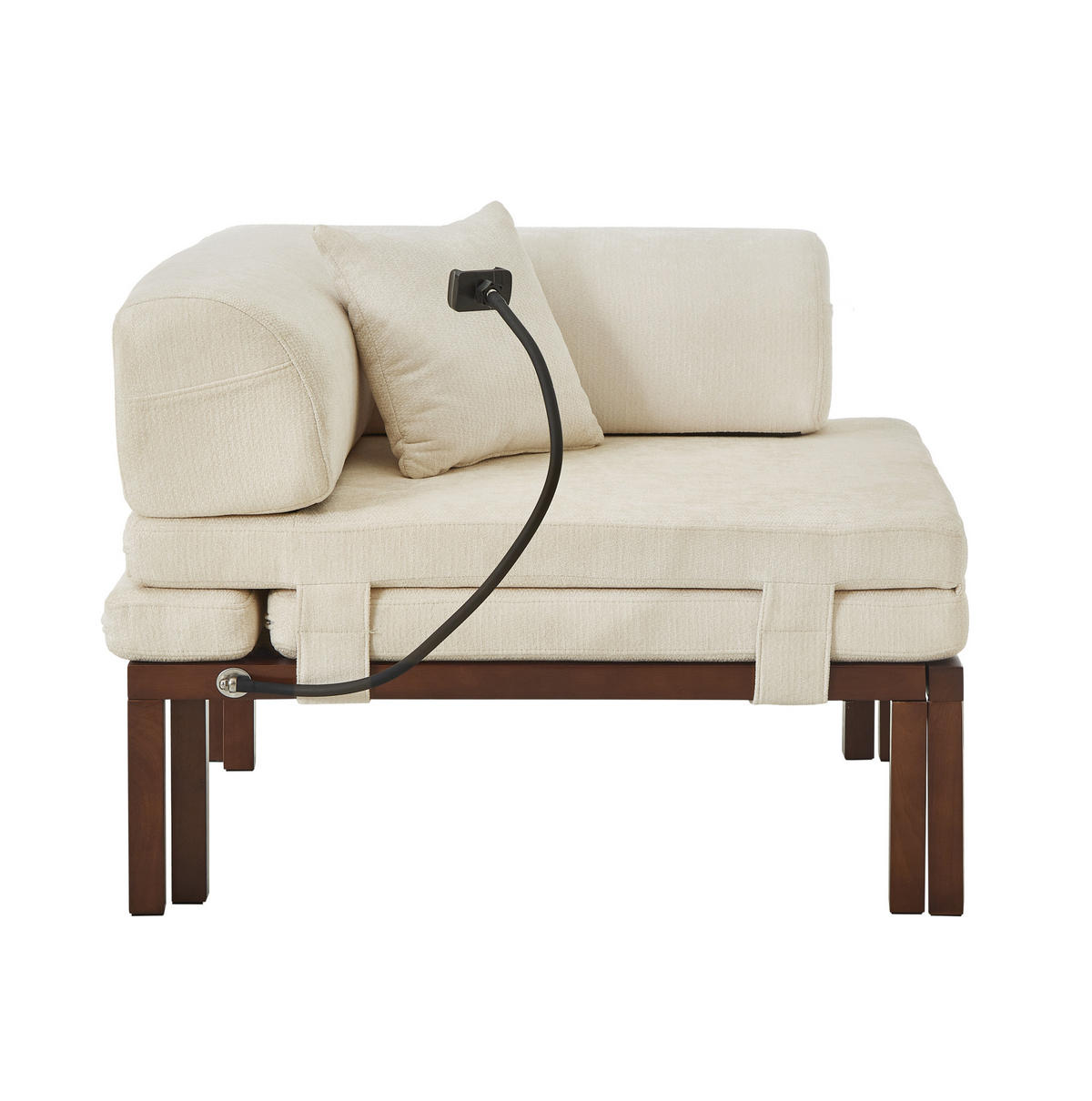 SOFABETT ausziehbar Beige Samt - Beige, Holz (81/64/176cm) - Meubliv