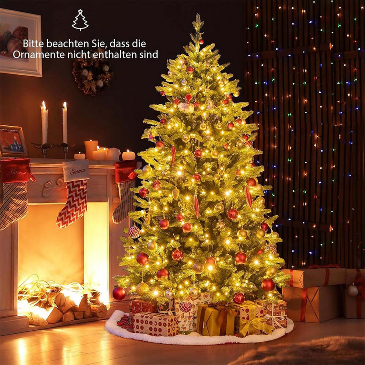 WEIHNACHTSBAUM mit 11 Lichtmodi 180cm Grün - Grün, Metall (180cm) - COSTWAY