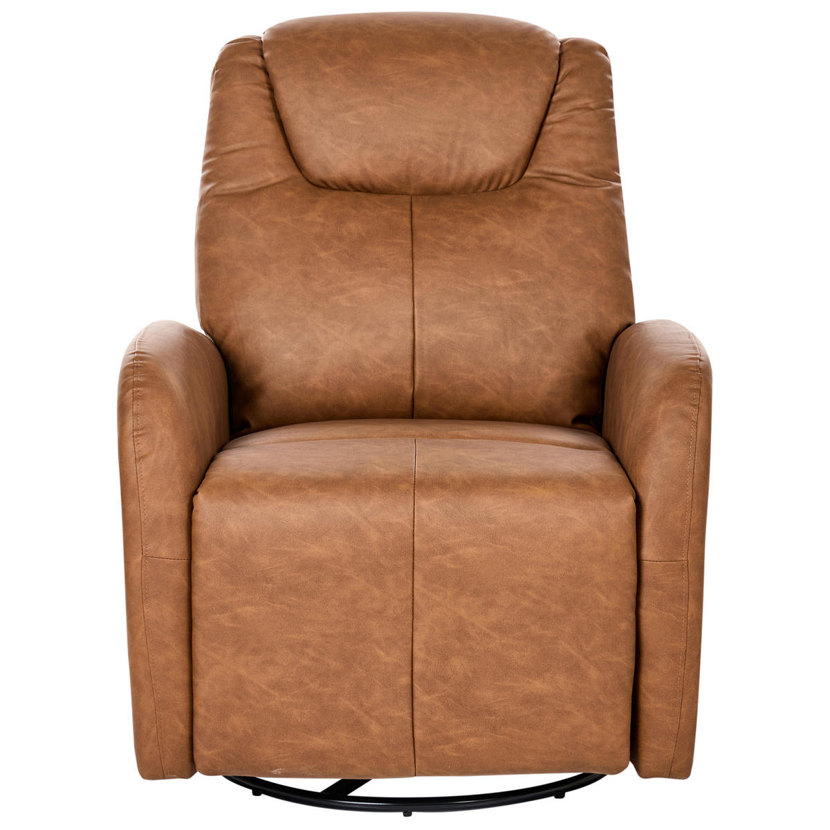 ELEKTRISCHER-SCHAUKEL-FERNSEHSESSEL drehbar mit USB-Anschluss Kunstleder Braun Kronos - Braun, Kunststoff (79/102/94cm) - Beliani