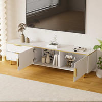 TV-SCHRANK in Weiß und Gold mit 2 Schubladen und 2 Türen 170/37/45 cm - Weiß, Holzwerkstoff (170/45/37cm) - Redom