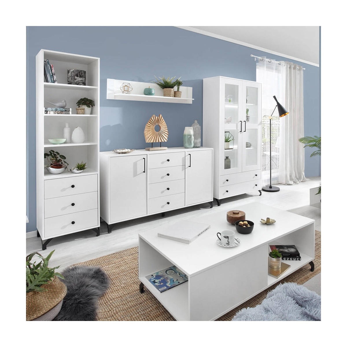 WOHNZIMMER Set – BERGEN System – Weiß - Weiß, Holzwerkstoff (90/190/40cm) - hi-markt