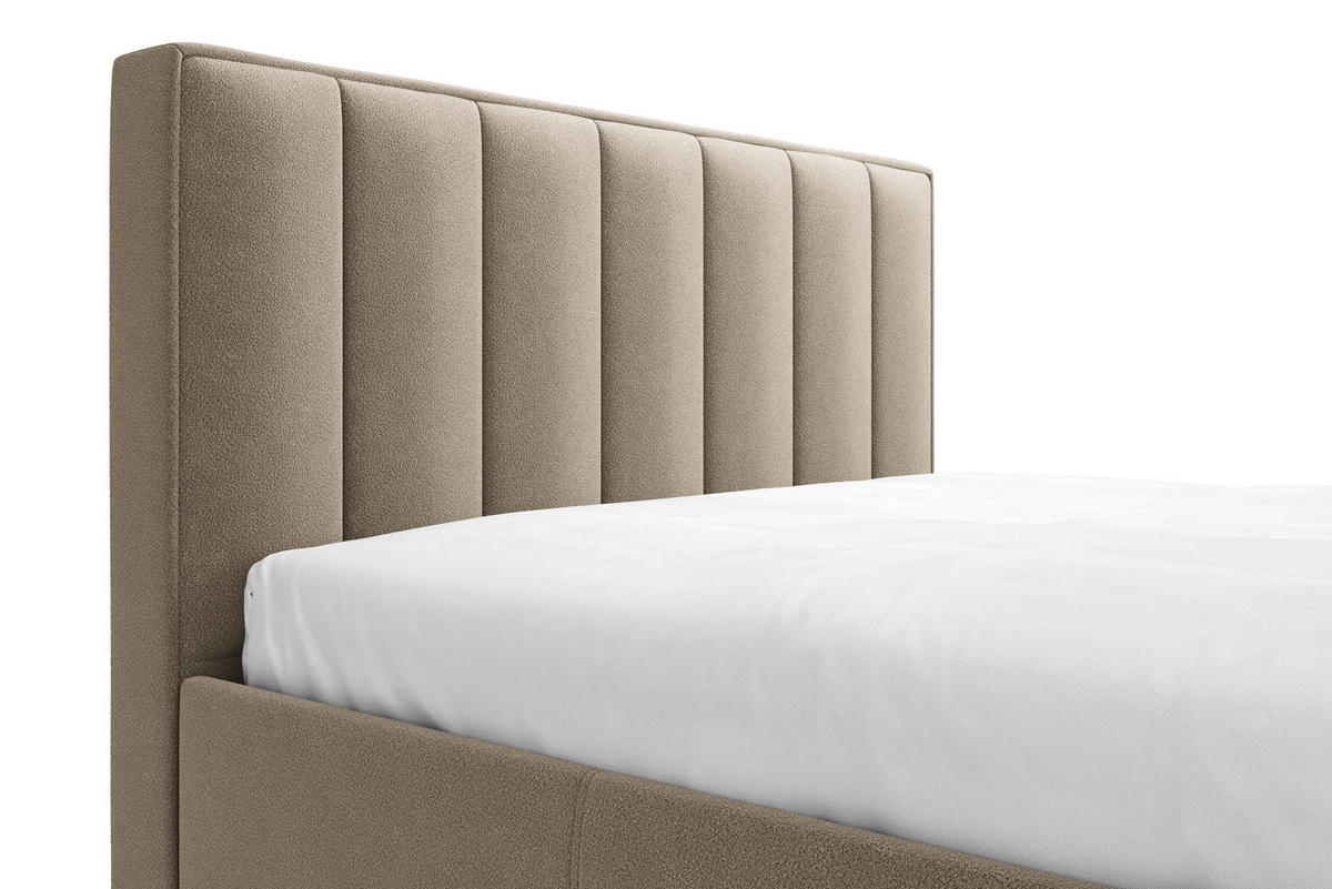 POLSTERBETT Balance 180x200 cm mit Bettkasten und Gasdruckfedern – Beige, modernes Design - Beige, Textil (180/200cm)