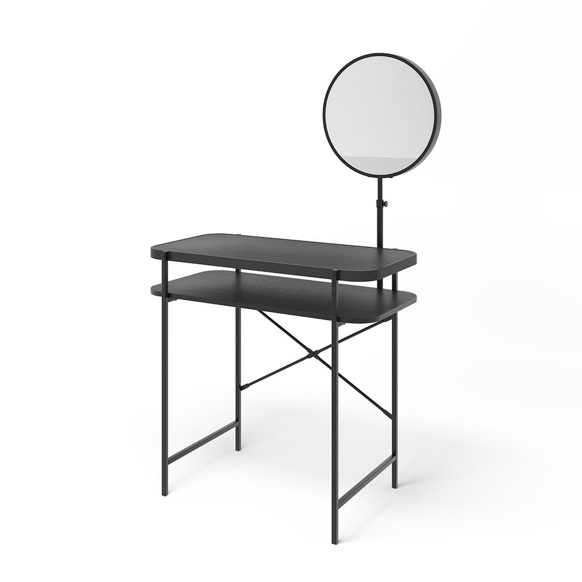 SCHMINKTISCH Skip Schwarz 80 cm mit Spiegel - Schwarz, Holzwerkstoff (80/76.5/40cm) - Vicco
