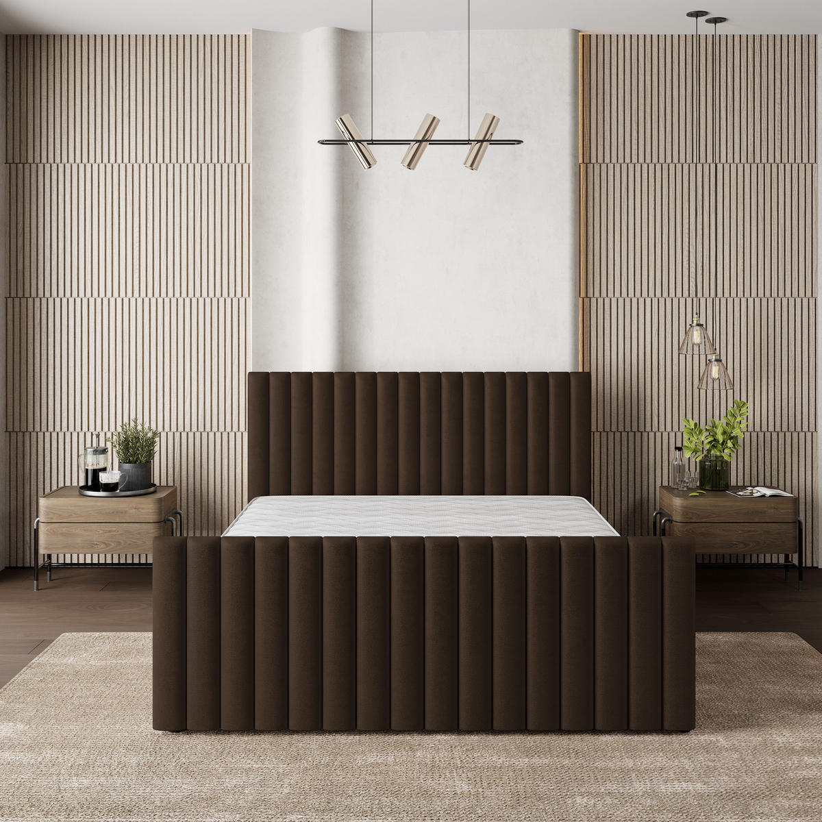 POLSTERBETT CANOVA K 120x200 cm mit Bettkästen - Braun - Braun, Holz/Textil - MASSENO