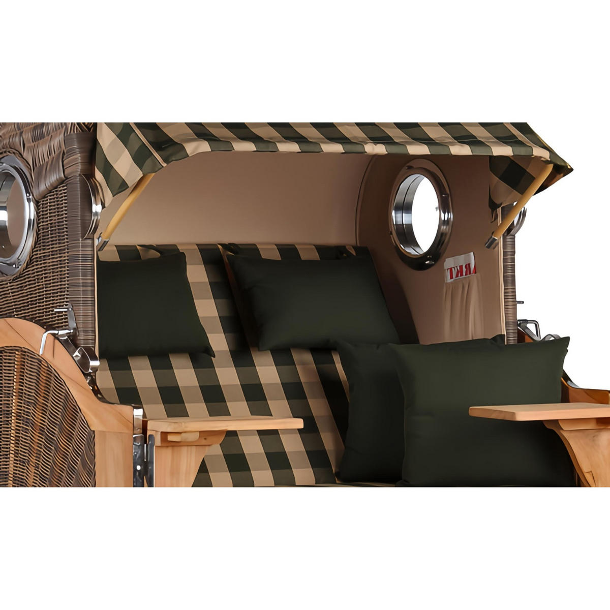 STRANDKORB Düne 2 Sitzer Teak PE Grey - Braun/Grau, Holz/Metall (125/170/80cm) - Mr. Deko