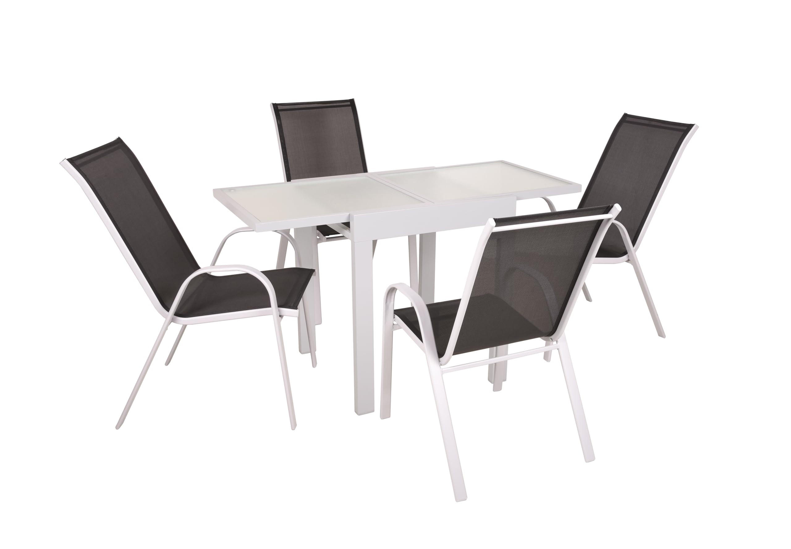 GARTEN-SITZGRUPPE Natali 5-teilig Gartenmöbel-Set - Schwarz, Kunststoff - DELUKE