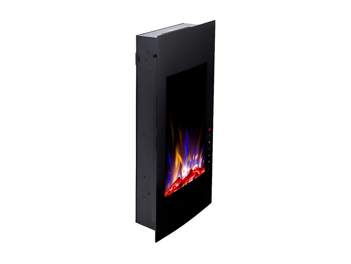 KAMIN - 40.8 x 13 - glas - schwarz Vulcano - Schwarz, Glas (40.8/81.4/13cm) - Vente-Unique
