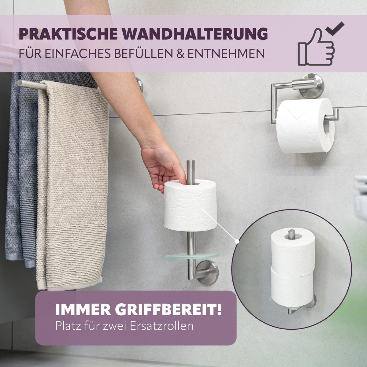 TOILETTENPAPIERHALTER PIAZZA, Edelstahl - Edelstahlfarben, Metall (10/29/14cm) - bremermann